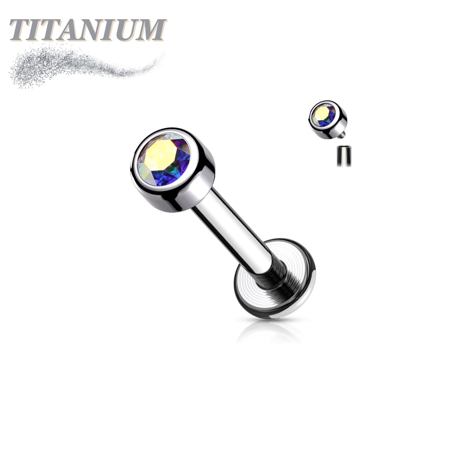 Titanium Internally Threaded Premium Bezel Labret 16G 8mm