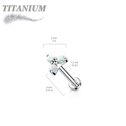 Titanium Internal Thread Opal or CZ Trinity Triangle Labret