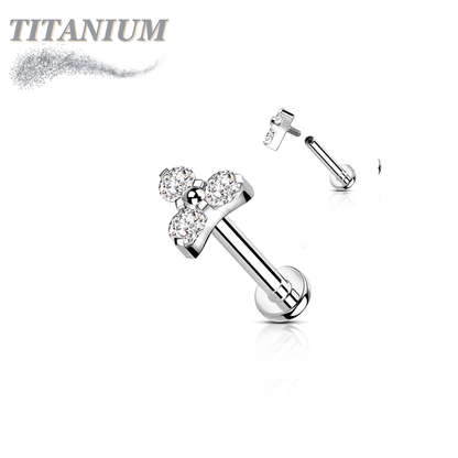 Titanium Internal Thread Opal or CZ Trinity Triangle Labret