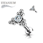 Titanium Internal Thread Labret Single CZ with Triple Ball Clusters