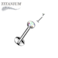Titanium Internal Thread Bezel CZ EASY FIT Labret with Extended Threading