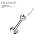 Titanium Internal Thread Bezel CZ EASY FIT Labret with Extended Threading