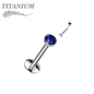 Titanium Internal Thread Bezel CZ EASY FIT Labret with Extended Threading