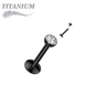 Titanium Internal Thread Bezel CZ EASY FIT Labret with Extended Threading