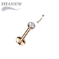 Titanium Internal Thread Bezel CZ EASY FIT Labret with Extended Threading