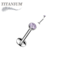 Titanium Internal Thread Bezel CZ EASY FIT Labret with Extended Threading