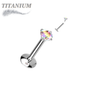 Titanium Internal Thread Prong CZ  EASY FIT Labret with Extended Threading