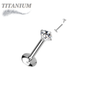 Titanium Internal Thread Prong CZ  EASY FIT Labret with Extended Threading