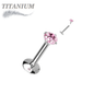 Titanium Internal Thread Prong CZ  EASY FIT Labret with Extended Threading