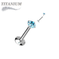 Titanium Internal Thread Prong CZ  EASY FIT Labret with Extended Threading
