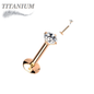 Titanium Internal Thread Prong CZ  EASY FIT Labret with Extended Threading