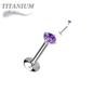 Titanium Internal Thread Prong CZ  EASY FIT Labret with Extended Threading