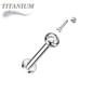 Titanium Internal Thread Labret with CZ Bezel Set Flat Top