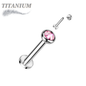 Titanium Internal Thread Labret with CZ Bezel Set Flat Top