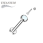 Titanium Internal Thread Labret with CZ Bezel Set Flat Top