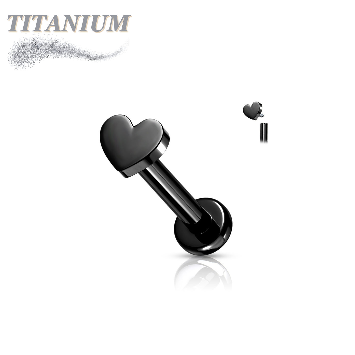 Titanium Internally Threaded Heart Top Labret