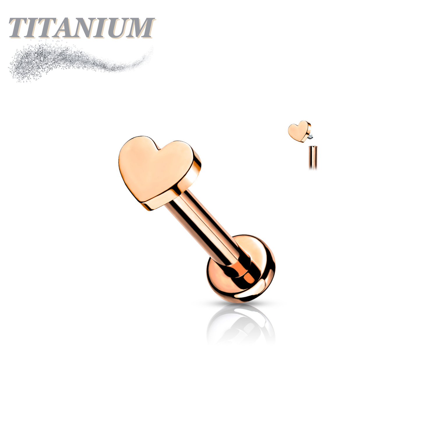 Titanium Internally Threaded Heart Top Labret