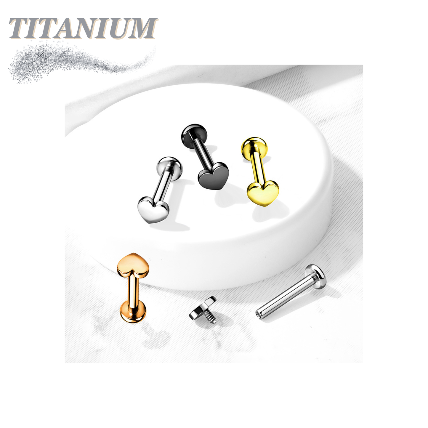 Titanium Internally Threaded Heart Top Labret