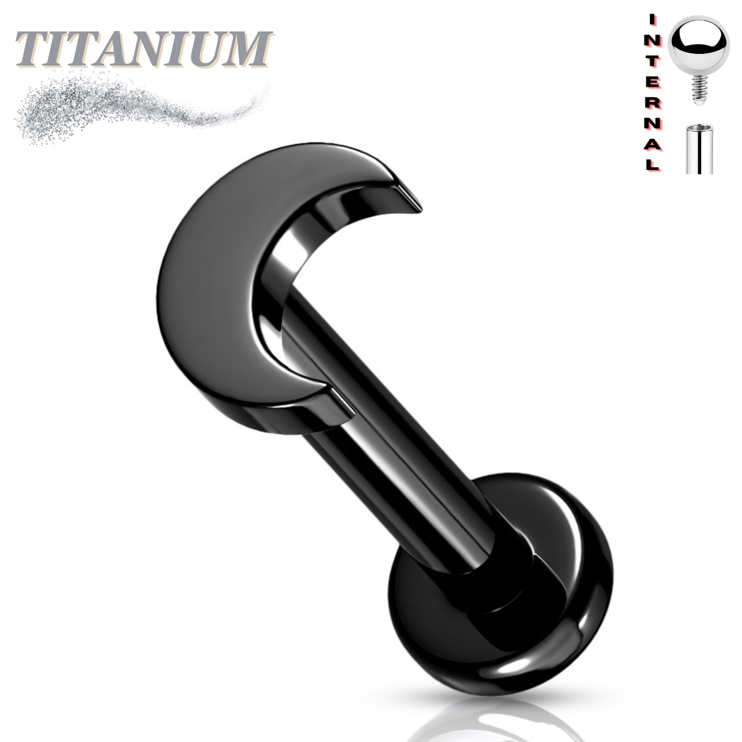Titanium Internally Threaded Labret w/ Moon Top