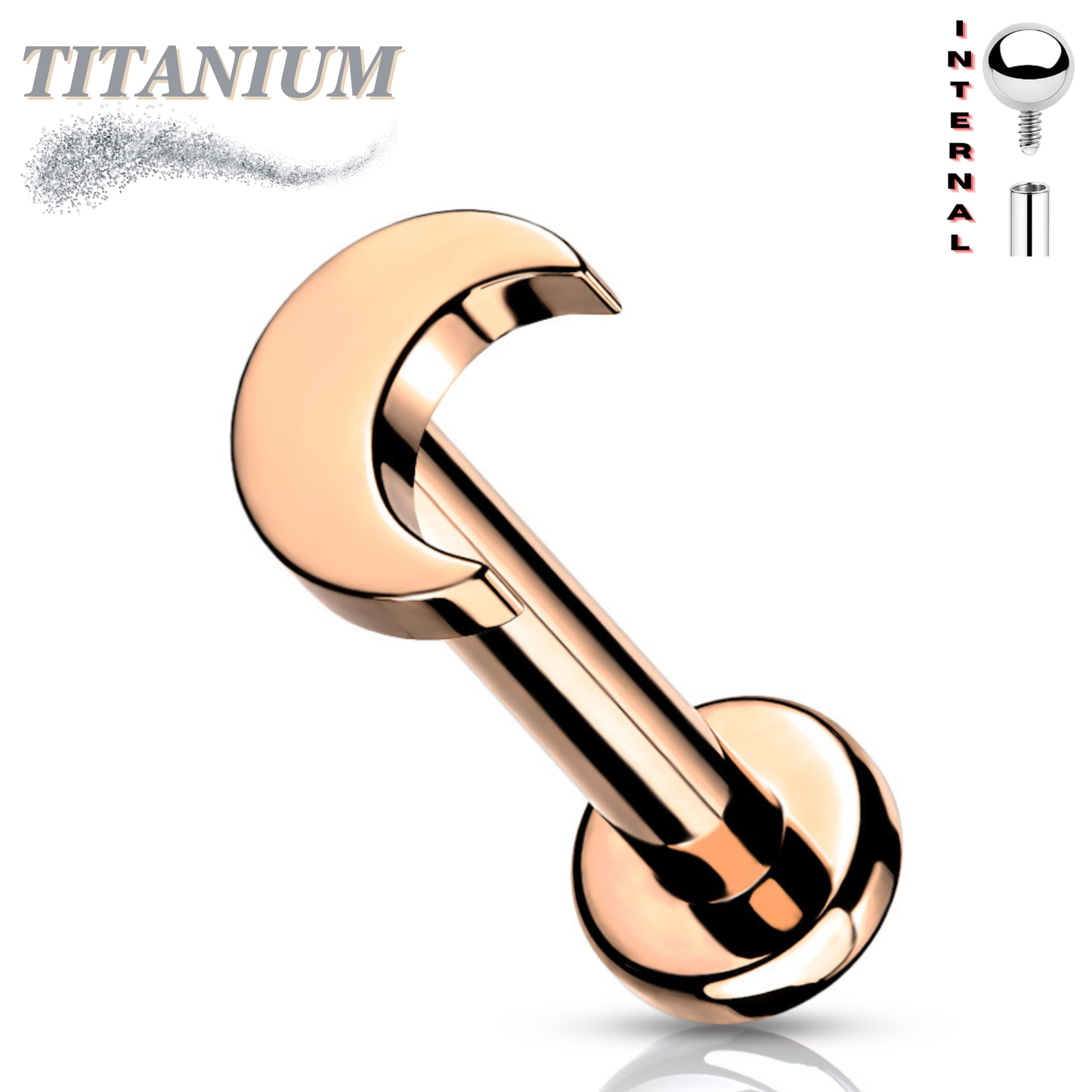 Titanium Internally Threaded Labret w/ Moon Top