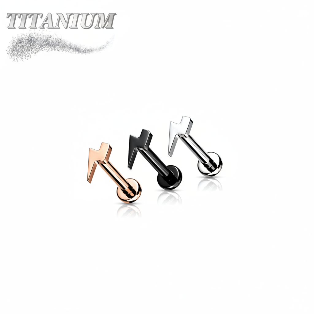 Titanium Internally Threaded Lightening Bolt Labret