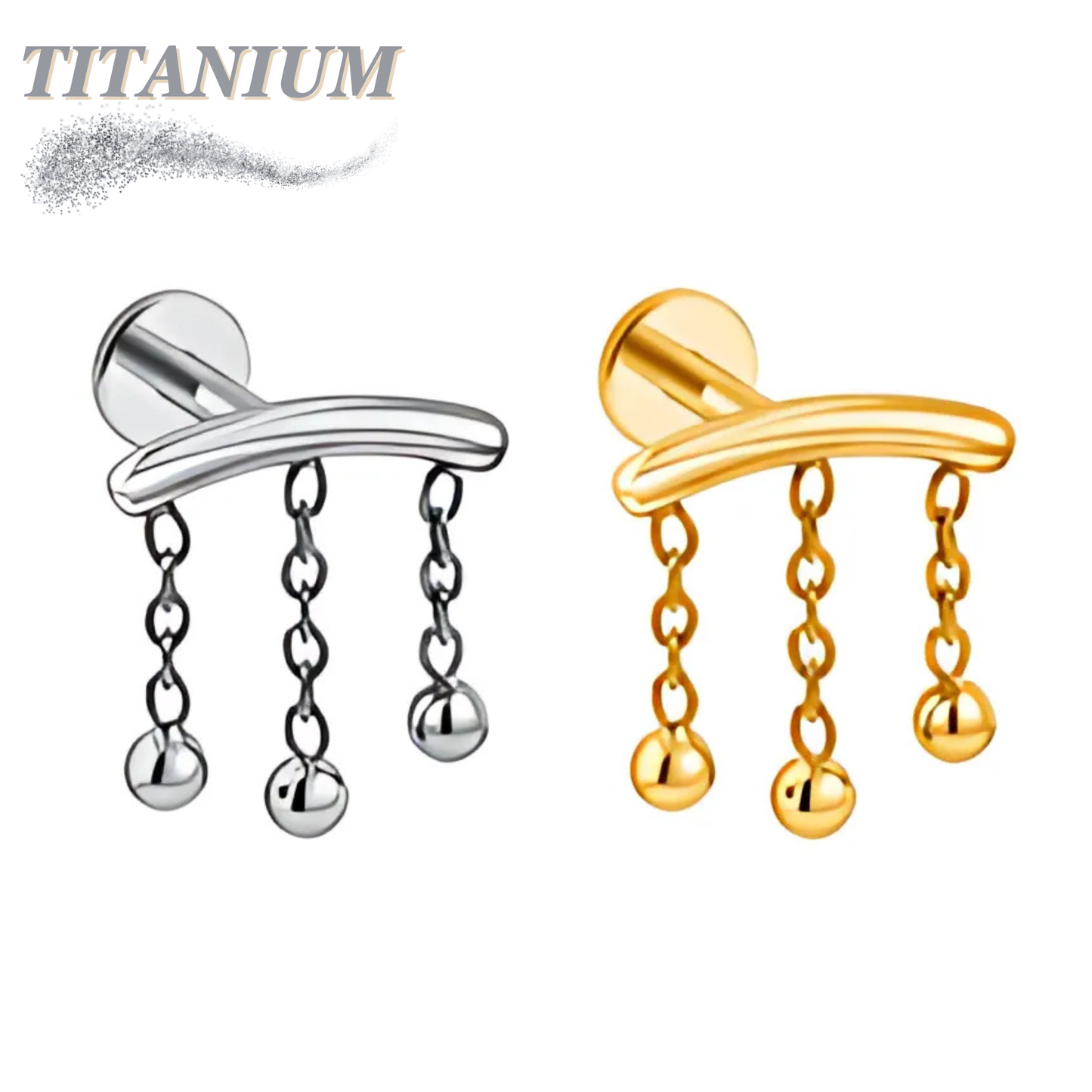 Titanium Internally Threaded Hidden Helix 3 Tassel Chain Labret