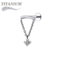 Titanium Hidden Helix Round CZ Dangle on Single Chain Drape Internal Thread Labret