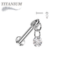 Titanium Internally Threaded Labret with Dangle CZ