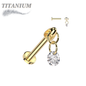 Titanium Internally Threaded Labret with Dangle CZ