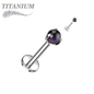 Titanium Internally Threaded Labret with Claw Set Natural Stone Ball Top