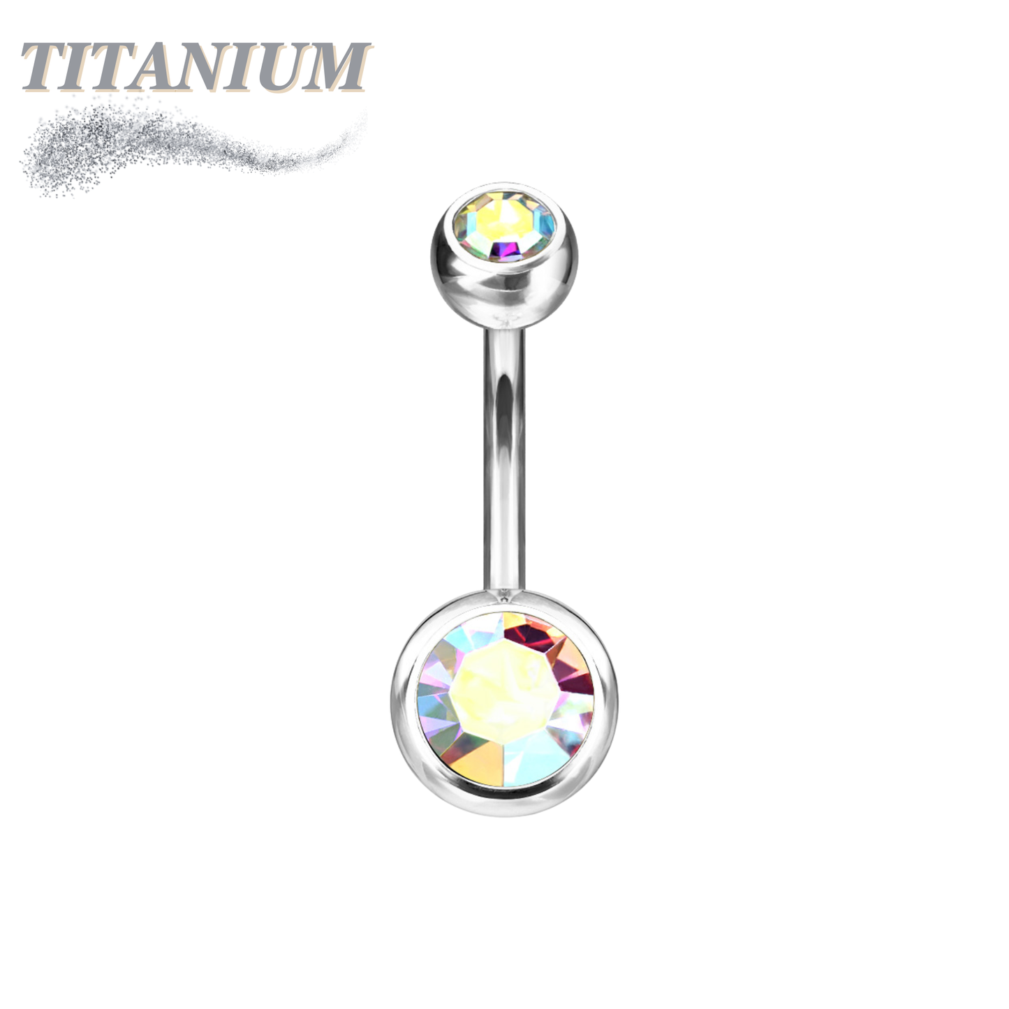 Titanium Internally Threaded Double Jewel Standard Belly Barbells