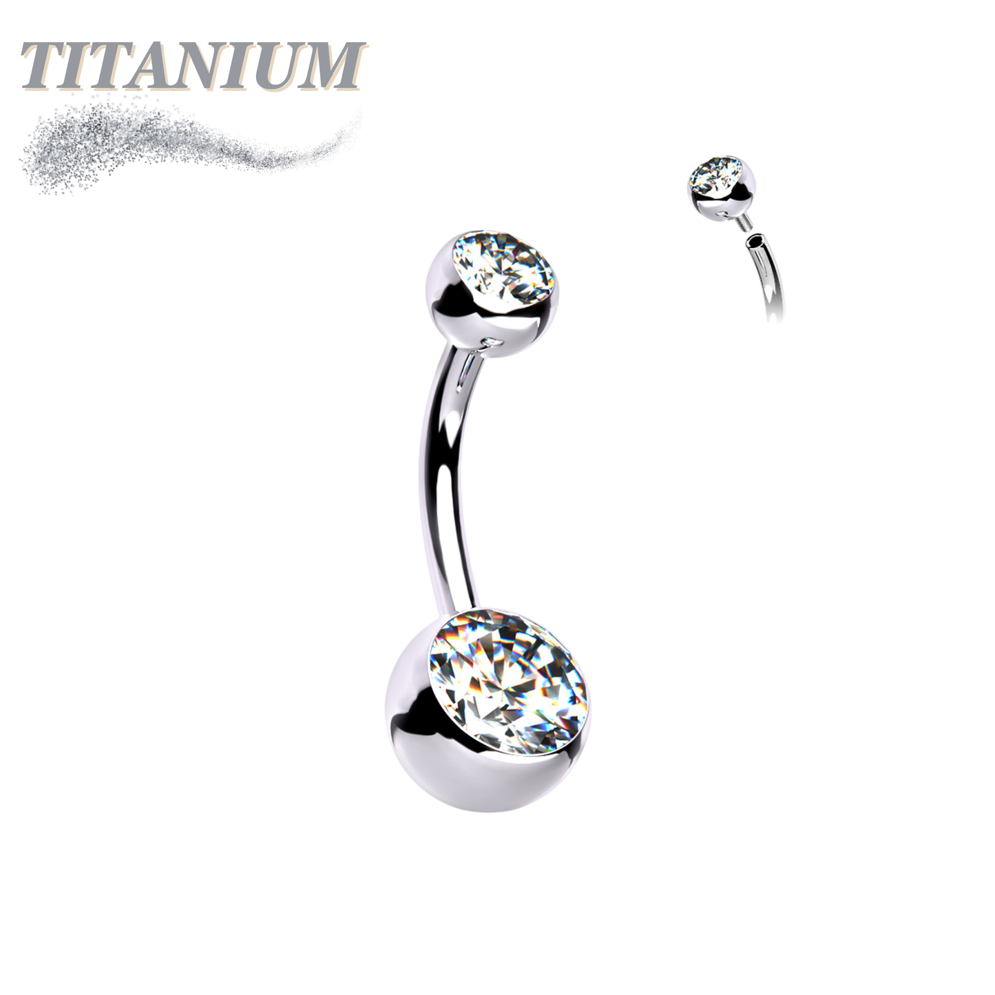 Titanium Internally Threaded Double Jewel Standard Belly Barbells