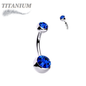 Titanium Internally Threaded Double Jewel Standard Belly Barbells