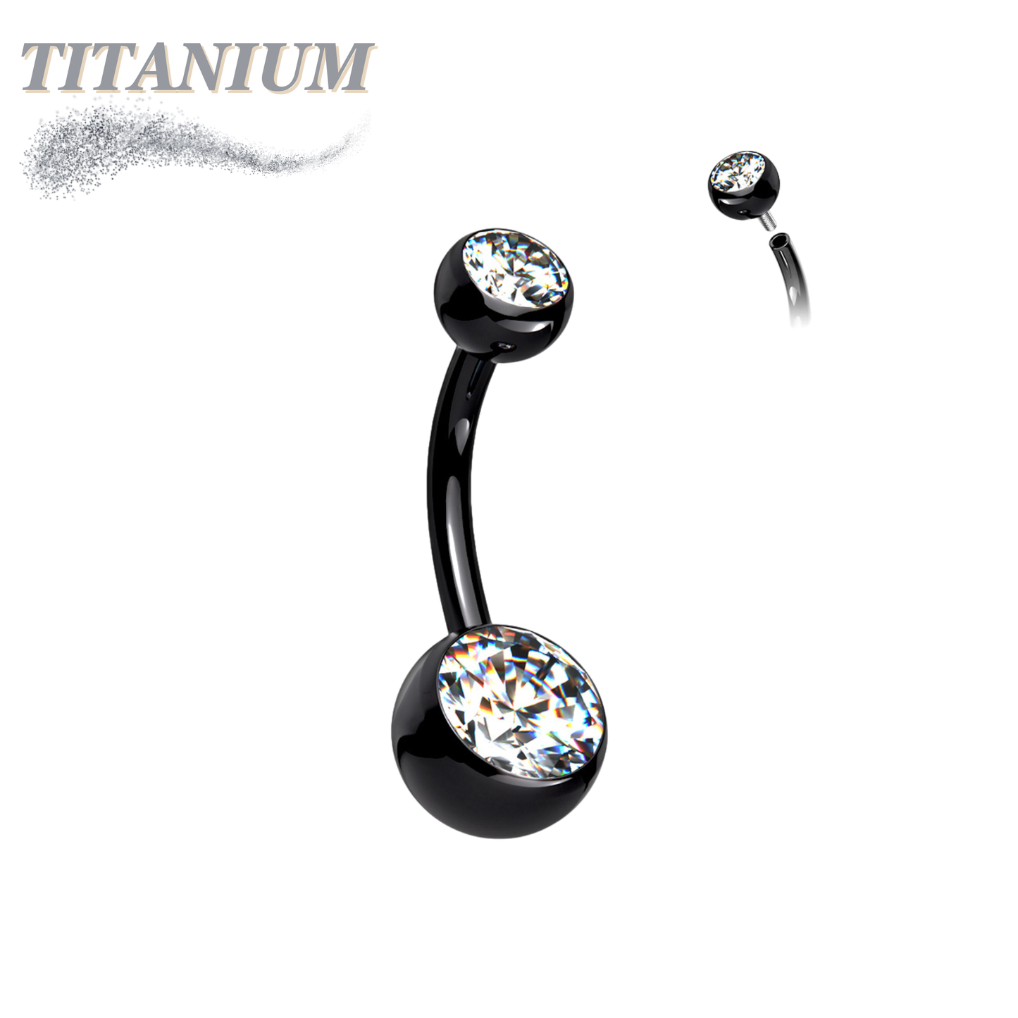 Titanium Internally Threaded Double Jewel Standard Belly Barbells