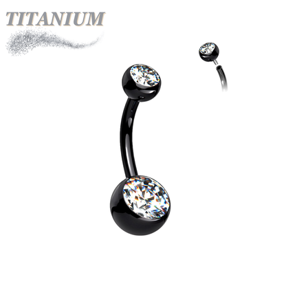 Titanium Internally Threaded Double Jewel Standard Belly Barbells