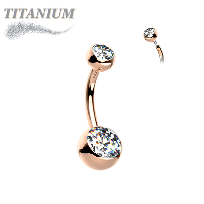Titanium Internally Threaded Double Jewel Standard Belly Barbells