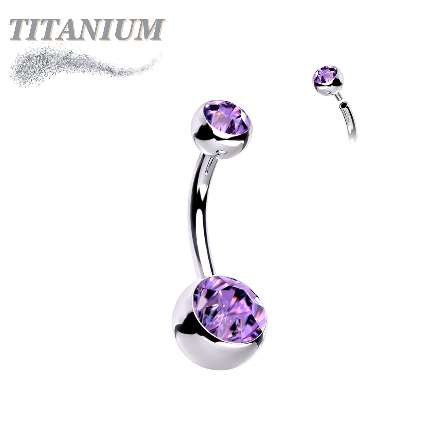 Titanium Internally Threaded Double Jewel Standard Belly Barbells