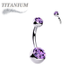 Titanium Internally Threaded Double Jewel Standard Belly Barbells