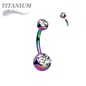 Titanium Internally Threaded Double Jewel Standard Belly Barbells