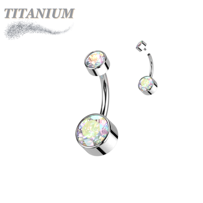 Titanium  Internally Threaded Premium Bezel Set Belly Bananas