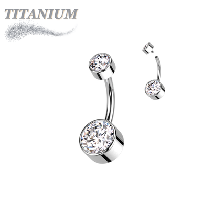 Titanium  Internally Threaded Premium Bezel Set Belly Bananas