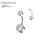 Titanium  Internally Threaded Premium Bezel Set Belly Bananas