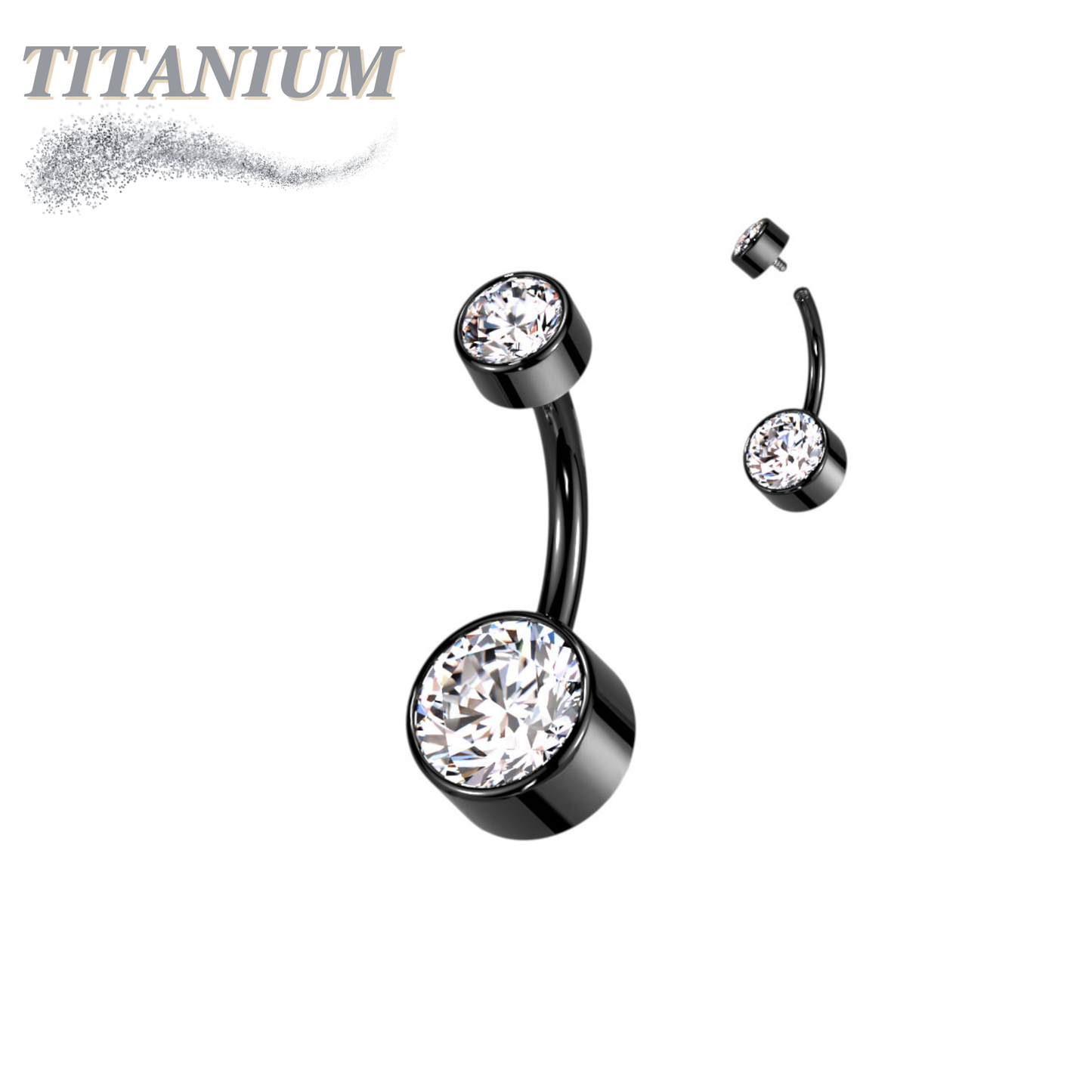 Titanium  Internally Threaded Premium Bezel Set Belly Bananas