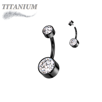 Titanium  Internally Threaded Premium Bezel Set Belly Bananas
