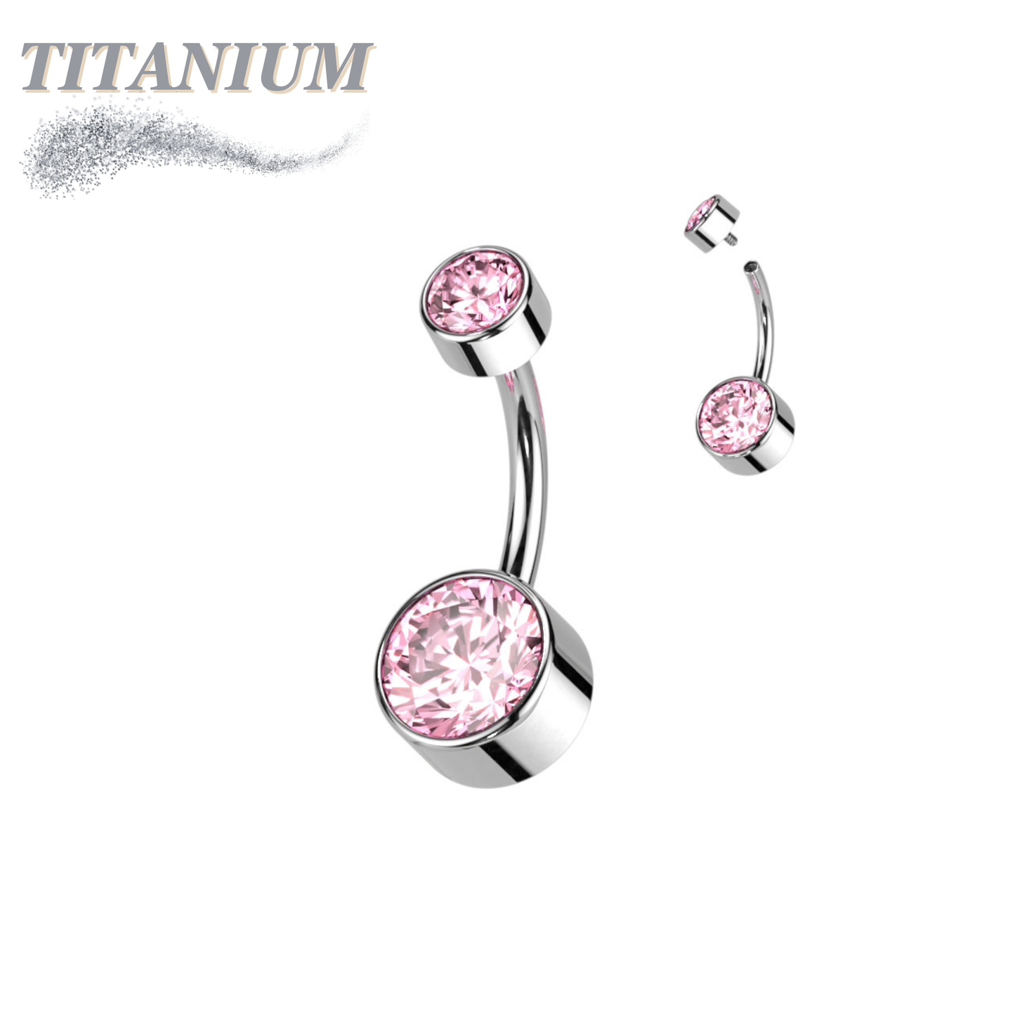 Titanium  Internally Threaded Premium Bezel Set Belly Bananas