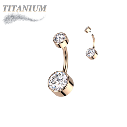 Titanium  Internally Threaded Premium Bezel Set Belly Bananas