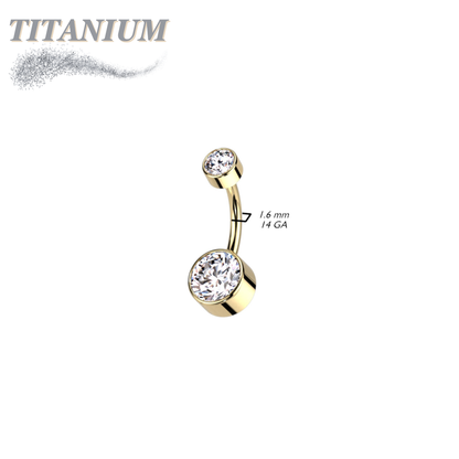 Titanium  Internally Threaded Premium Bezel Set Belly Bananas
