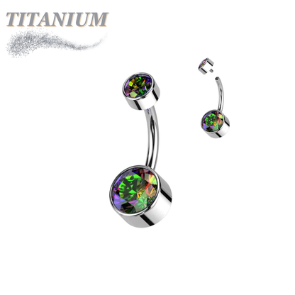 Titanium  Internally Threaded Premium Bezel Set Belly Bananas