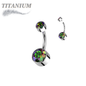 Titanium  Internally Threaded Premium Bezel Set Belly Bananas