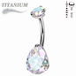 Titanium Internally Threaded Belly Banana Teardrop/Pear Prong Drop Gem